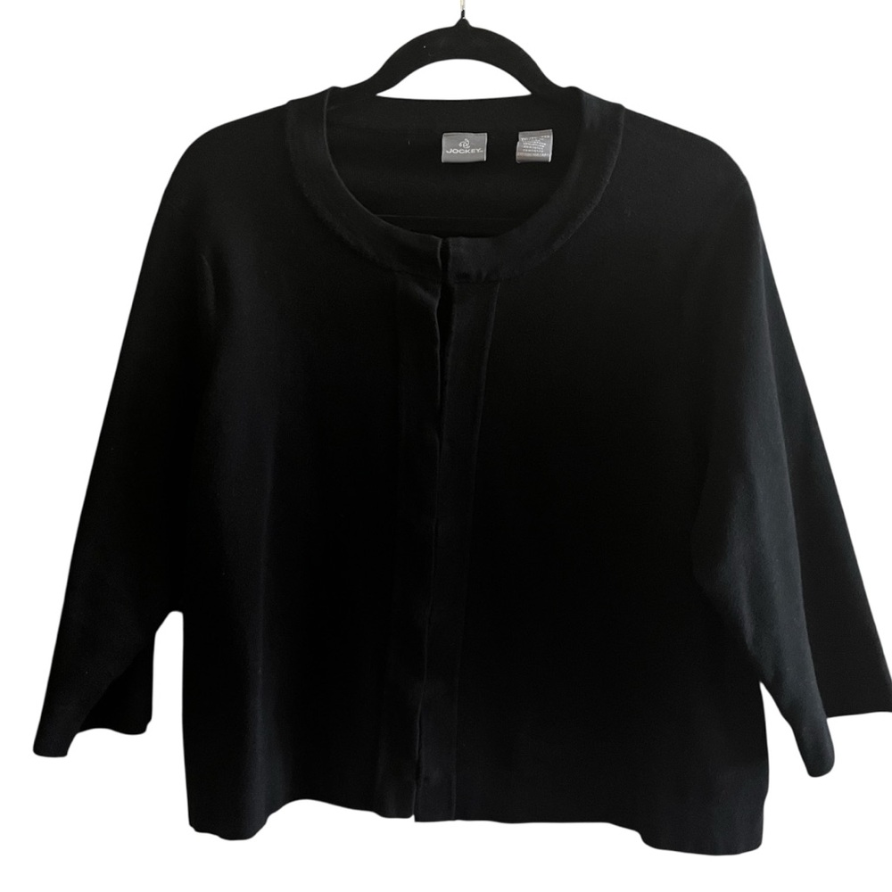 Jockey EDWARD JONES embroidered logo Black Cardigan Sweater womens XXL